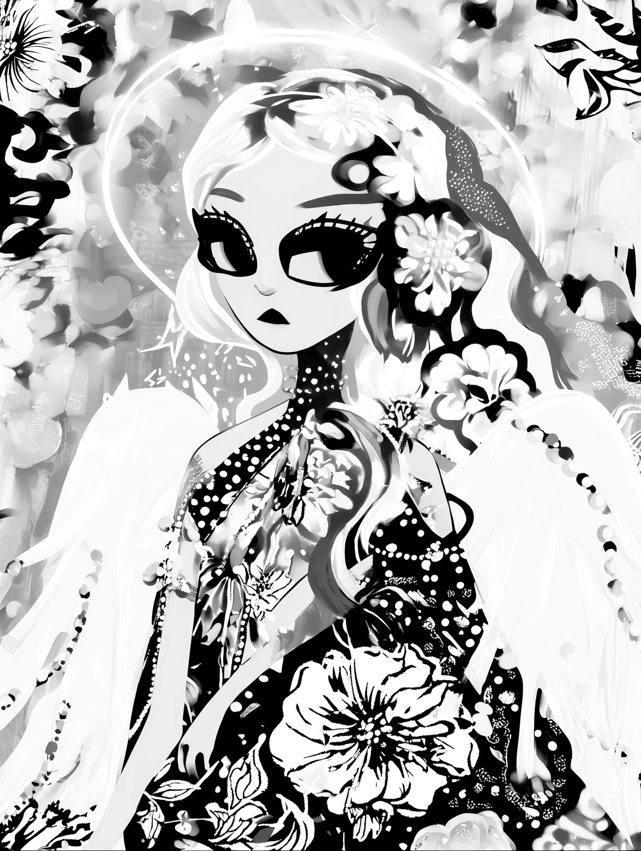 Free printable angel coloring page for adults featuring snobby angel